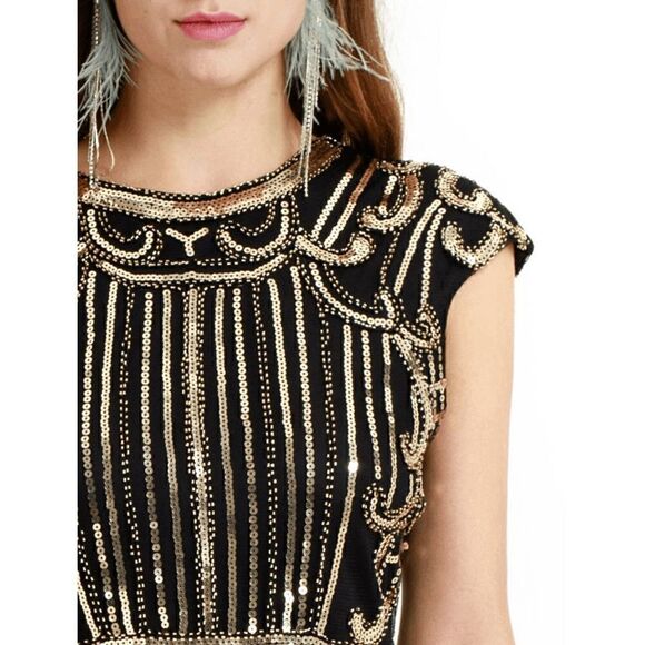 ✨ Flapper Great Gatsby Roaring 1920s Retro Tassel Fringe Sequin Dress SIZE L NEW - Picture 14 of 17